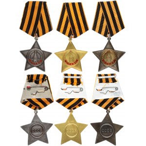 Russia Order of Glory of the USSR (1947-1957) 1 &  2 & 3 degrees with a ribbon. (I degrees № 2146...