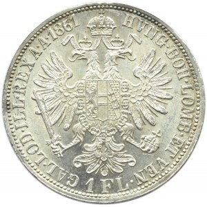 Austro-Węgry, Franciszek Józef I, 1 floren 1861 A, Wiedeń, UNC