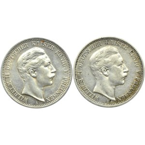 Niemcy, Prusy, Wilhelm II, lot dwóch monet 2 marki 1902, 1906 A, Berlin