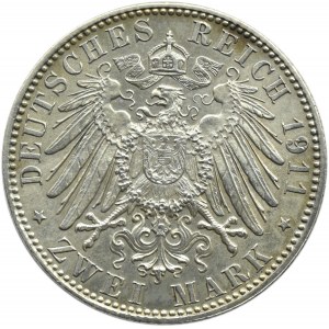 Niemcy, Bawaria, Luitpold, 2 marki 1911 D, Monachium