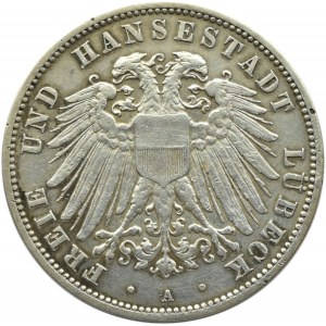 Niemcy, Lubeka, 3 marki 1910, Berlin, rzadkie