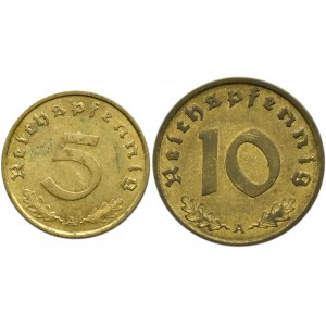 Niemcy, III Rzesza, lot 5 i 10 pfennig 1938 A, Berlin