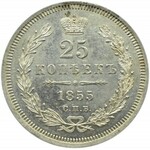 Rosja, Mikołaj I, 25 kopiejek 1855 HI, Petersburg, UNC