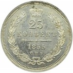 Rosja, Mikołaj I, 25 kopiejek 1855 HI, Petersburg, UNC