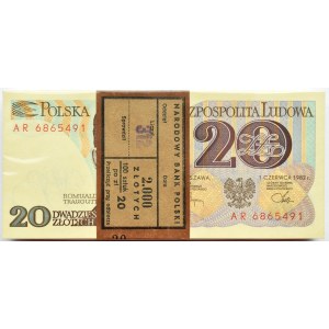 Polska, PRL, paczka bankowa 20 złotych 1982, seria AR