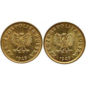 Polska, RP, 5 groszy 1949, Bazylea, dwa wspaniałe rewelacyjne egzemplarze (1)