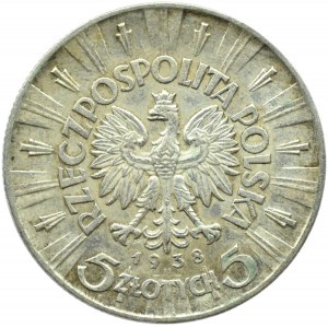 Polska, II RP, Józef Piłsudski, 5 złotych 1938, Warszawa