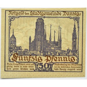 Wolne Miasto Gdańsk, 50 fenigów (pfennig) 1919, UNC
