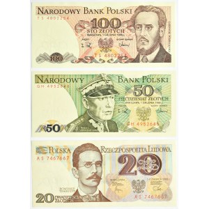 Polska, PRL, lot banknotów 20-100 złotych, UNC
