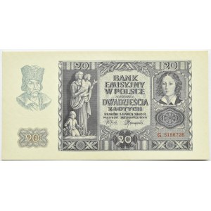 Polska, Generalna Gubernia, 20 złotych 1940, Kraków, seria G, UNC