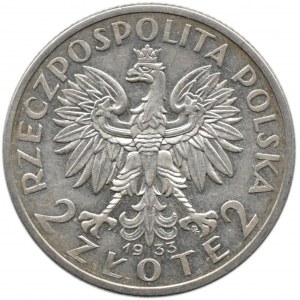 Polska, II RP, Głowa Kobiety, 2 złote 1933, Warszawa