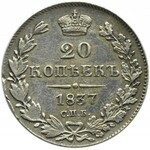Rosja, Mikołaj I, 20 kopiejek 1837 HG, Petersburg