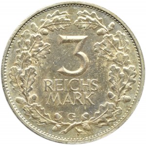 Niemcy, Republika Weimarska, Rheilande, 3 marki 1925 G, Karlsruhe