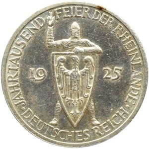Niemcy, Republika Weimarska, Rheilande, 3 marki 1925 G, Karlsruhe