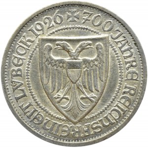 Niemcy, Republika Weimarska, Lubeka, 3 marki 1926 A, Berlin, piękne