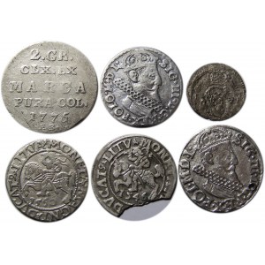 Zygmunt I Stary i następcy, 6 srebrnych monet z okresu Polski Królewskiej