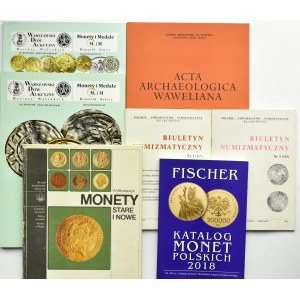 Literatura numizmatyczna, lot 7 pozycji, katalogi aukcyjne i inne