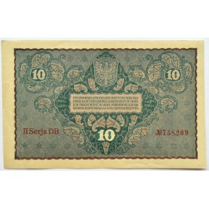 Polska, II RP, 10 marek 1919, II seria DB