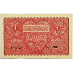 Polska, II RP, 1 marka 1919, I seria KN, UNC