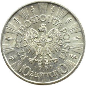 Polska, II RP, Józef Piłsudski, 10 złotych 1939, Warszawa, UNC