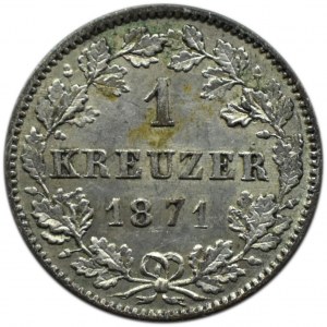 Niemcy, Wirtembergia, Karol I, 1 krajcar 1871, Stuttgart