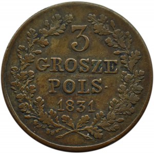 Polska, Powstanie Listopadowe, 3 grosze 1831 K.G., Warszawa