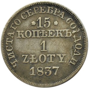 Mikołaj I, 15 kopiejek/1 złoty 1837 MW, Warszawa