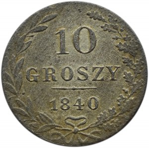 Mikołaj I, 10 groszy 1840 MW, Warszawa, ładne
