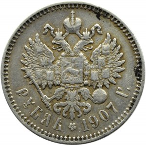 Rosja, Mikołaj II, 1 rubel 1907 EB, Petersburg