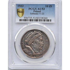 Polska, II RP, Jan III Sobieski, 10 złotych 1933, Warszawa, PCGS AU53