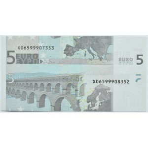 Niemcy/EU, 5 euro 2002, destrukt - źle cięty, Rzadkość