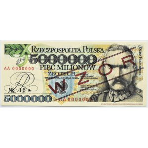 Polska, 5 milionów złotych 1995, seria AA, Wzór, Replika, UNC