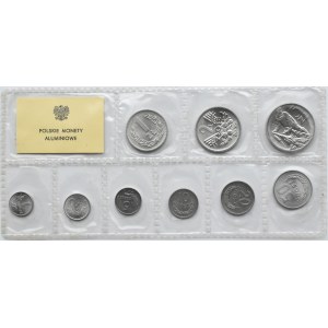 Polska, PRL, polskie monety aluminiowe, 1 grosz-5 złotych 1949-1974, Warszawa, UNC