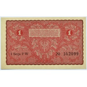 Polska, II RP, 1 marka 1919, I seria FW, UNC