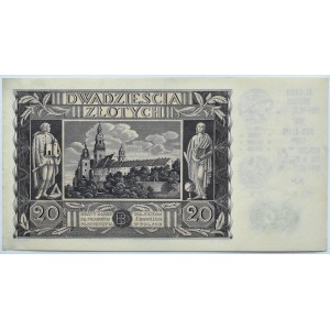 Polska, II RP, 20 złotych 1936 z okolicznościowym nadrukiem, TN Gniezno
