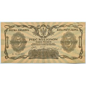 Polska, II RP, 5 milionów marek 1923, seria D, rzadkie