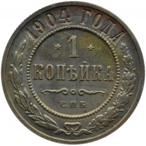 Rosja, Mikołaj II, 1 kopiejka 1904 S.P.B., Petersburg
