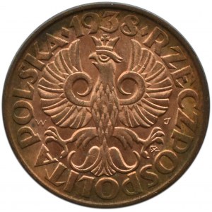 Polska, II RP, 2 grosze 1938, Warszawa, UNC
