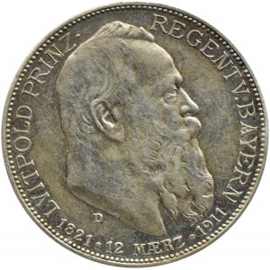 Niemcy, Bawaria, Luitpold, 2 marki 1911 D, Monachium