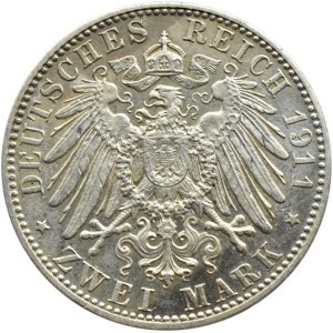 Niemcy, Bawaria, Luitpold, 2 marki 1911 D, Monachium
