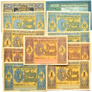 Greiffenberg, Gryfów(Śląsk), 10 notgeldów od 5 pfennigów-5 marek 1920