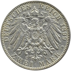 Niemcy, Saksonia, Albert, 2 marki 1899 E, Muldenhütten