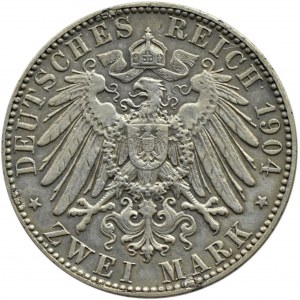 Niemcy, Saksonia, Georg, 2 marki 1904 E, Muldenhütten - edycja pośmiertna