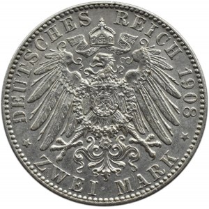 Niemcy, Saksonia, Fryderyk August, 2 marki 1908 E, Muldenhütten