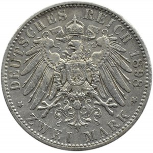 Niemcy, Schwarzburg-Rudolstadt, Günther, 2 marki 1898, Berlin, rzadkie