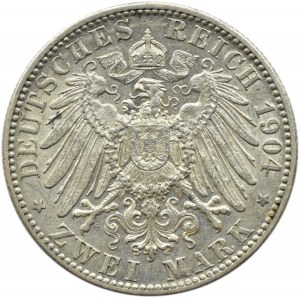 Niemcy, Wirtembergia, Wilhelm II, 2 marki 1904 F, Stuttgart