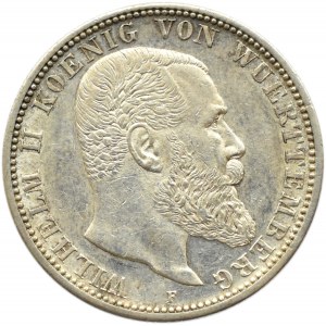 Niemcy, Wirtembergia, Wilhelm II, 2 marki 1908 F, Stuttgart