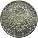 Niemcy, Wirtembergia, Wilhelm II, 2 marki 1908 F, Stuttgart