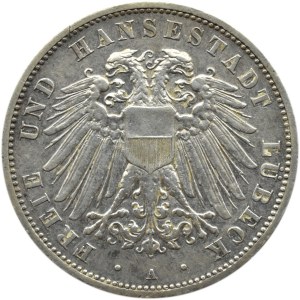 Niemcy, Lubeka, 3 marki 1912 A, Berlin, rzadkie