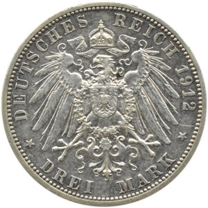 Niemcy, Lubeka, 3 marki 1912 A, Berlin, rzadkie